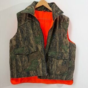 Trebark Conceal Camo Hunting Vest Mens XL Blaze Orange Lining Bellows Pockets